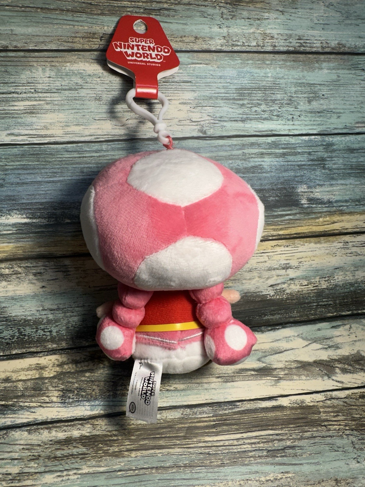 NEW Super Nintendo World Toadette Pink Plush Backpack Clip •Bag Charm