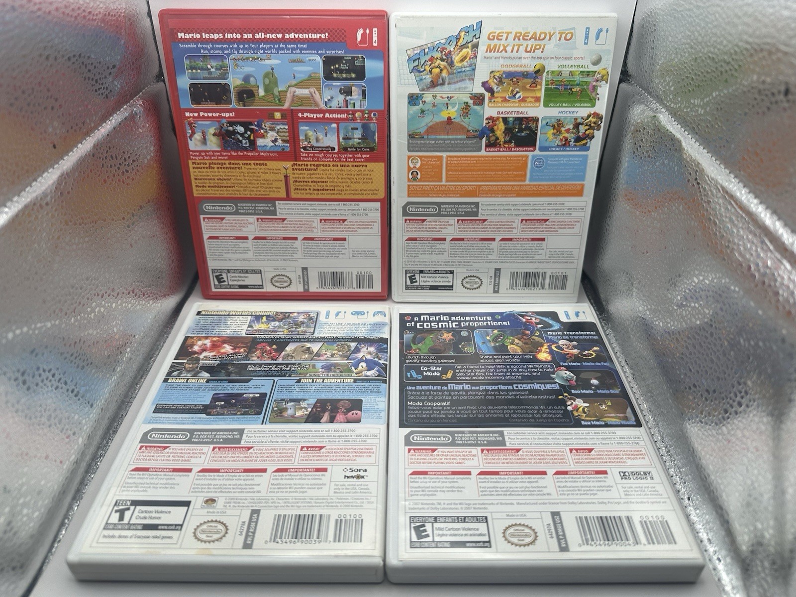 New Super Mario Bros Galaxy Smash Bros Brawl Sports Mix WII Games Lot Bundle CIB