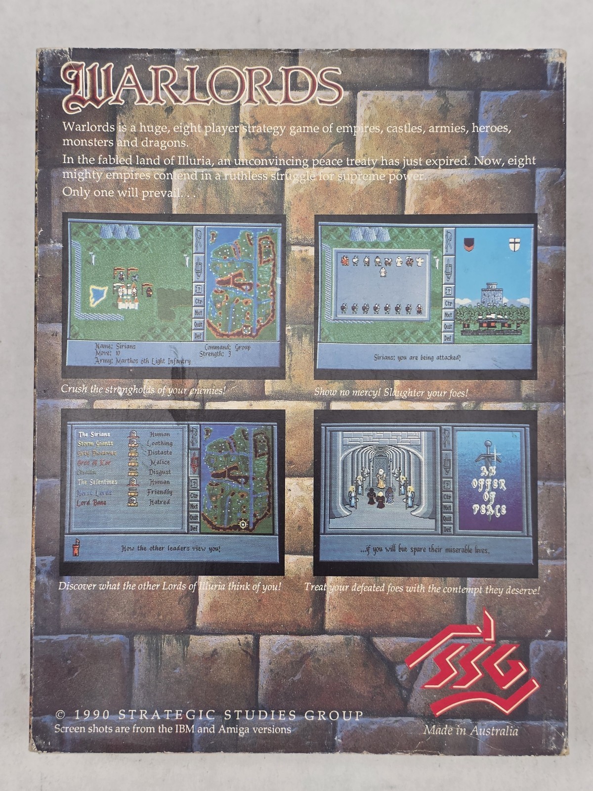 Steve Fawkner Warlords BIG BOX PC 5.25″ Floppy SSG 1990 Original
