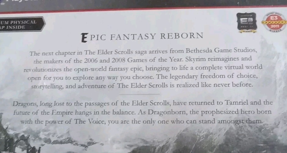 PS3: The Elder Scrolls V: Skyrim With Manual And Map