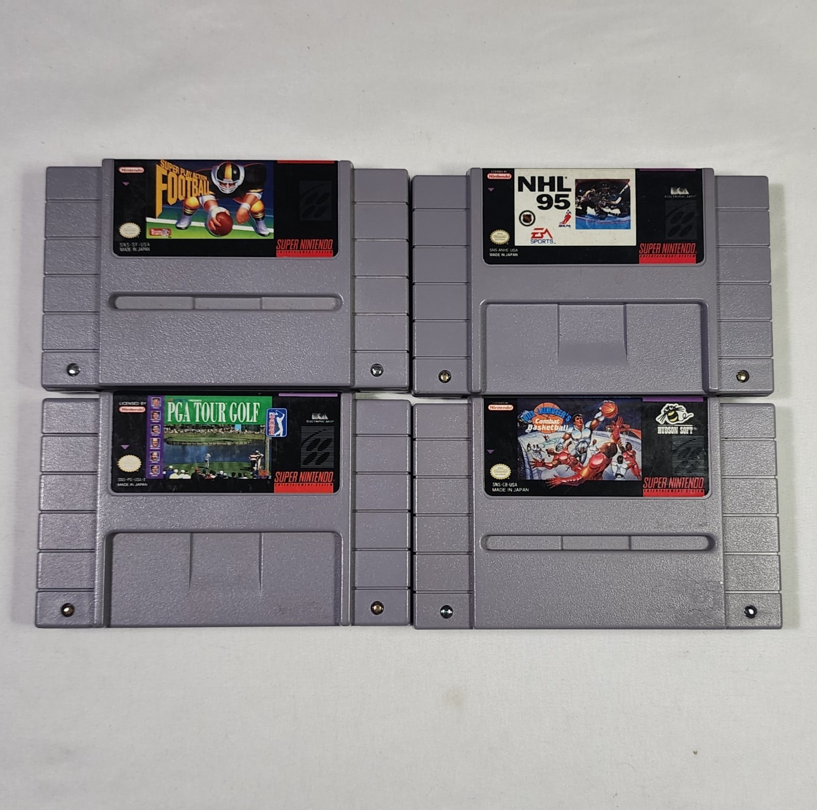 Lot Of 4x Mixed SPORTS Super Nintendo SNES Video Game Cartridges TESTED