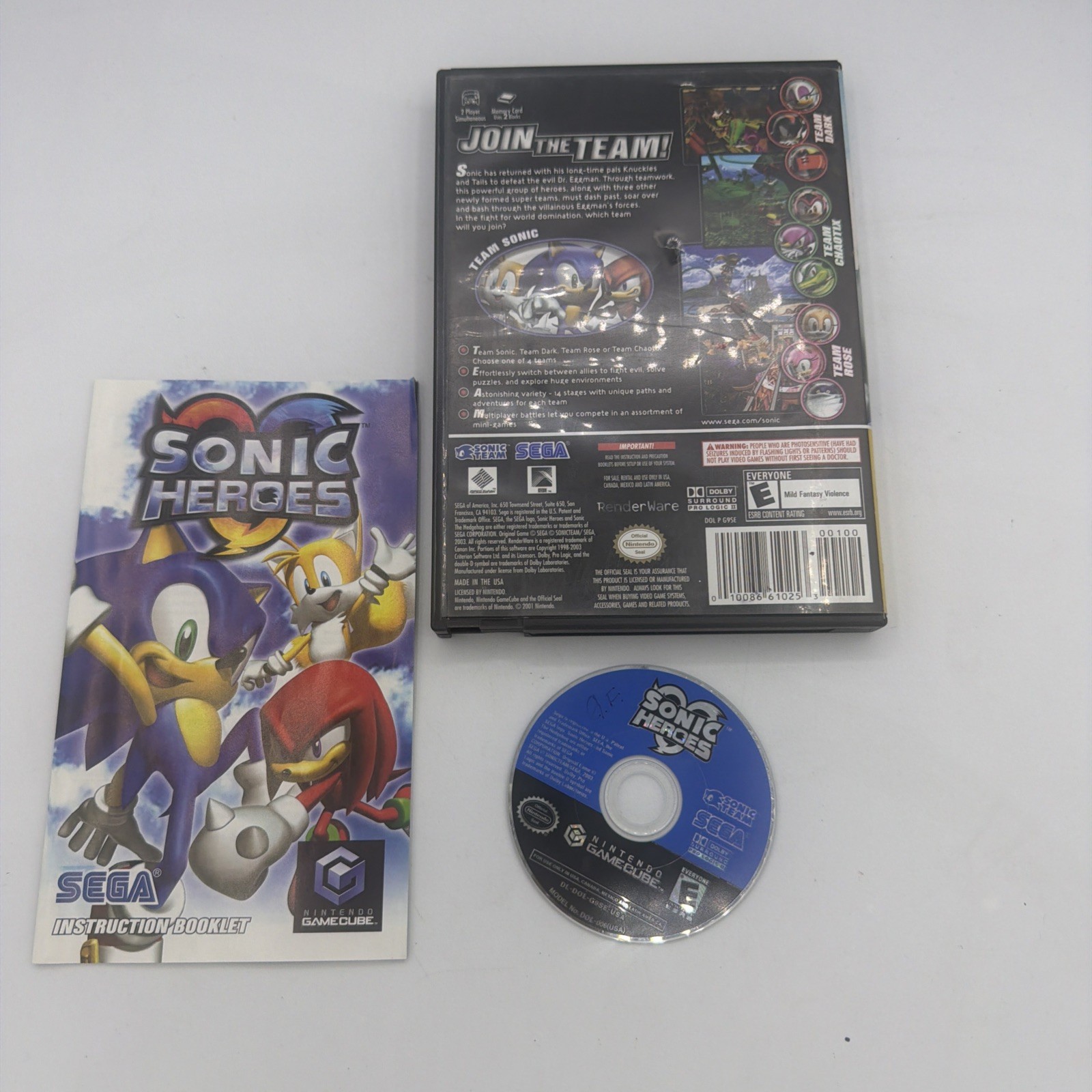 Sonic Heroes Player’s Choice Nintendo GameCube 2004 Complete Tested SEGA