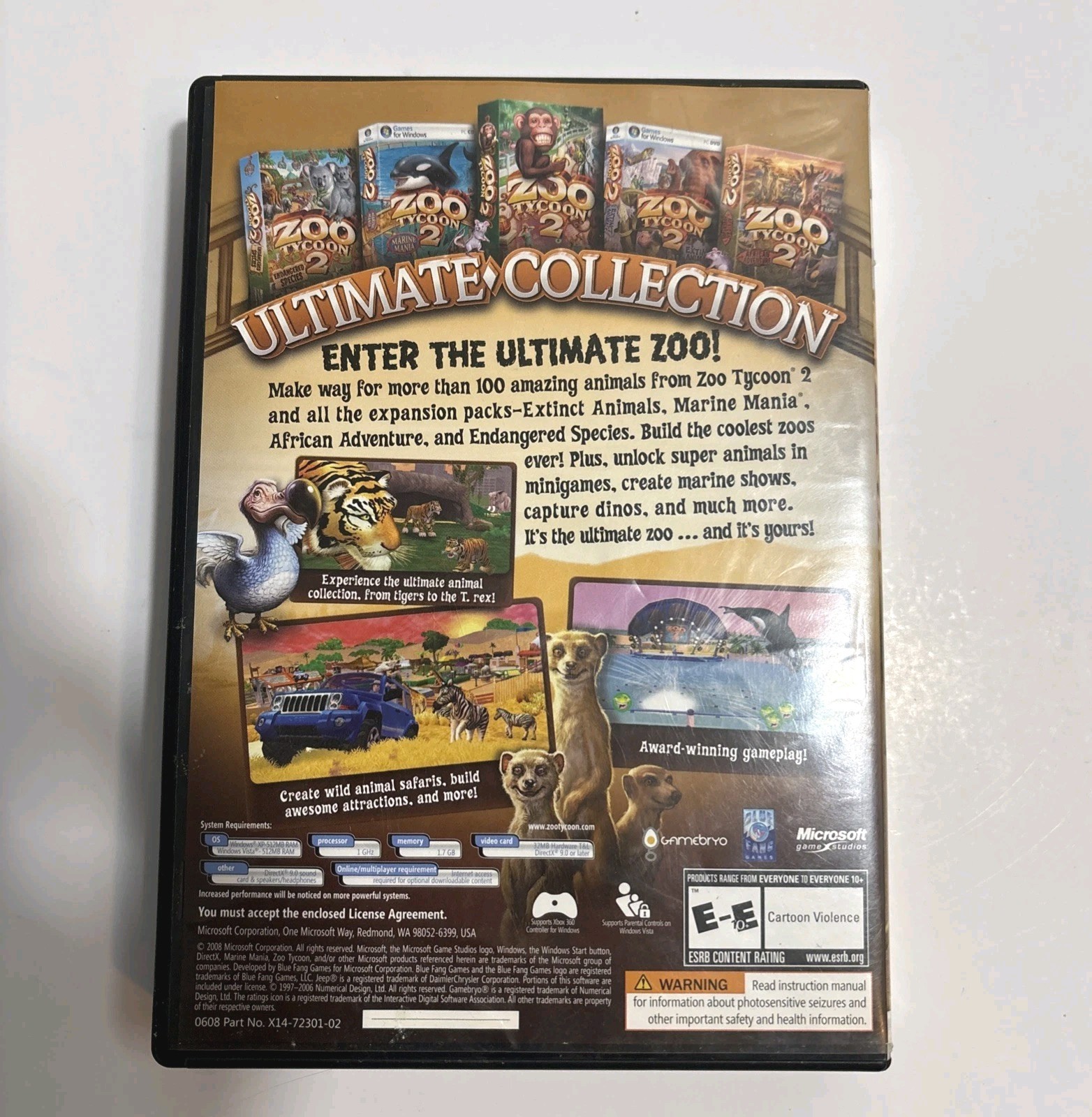 Zoo Tycoon 2 Ultimate Collection PC CD with All 4 Expansion Packs Complete 3disc