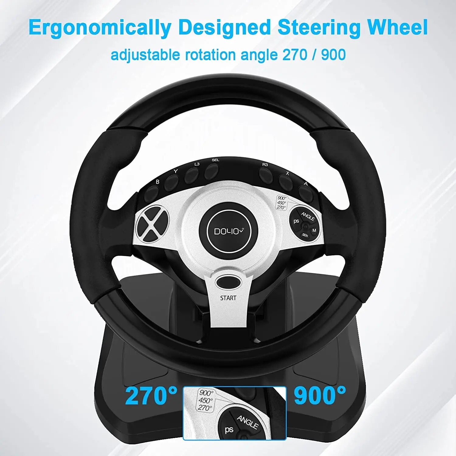 270/900° DOYO PC Steering Wheel Racing Gaming Simulator Pedal Set