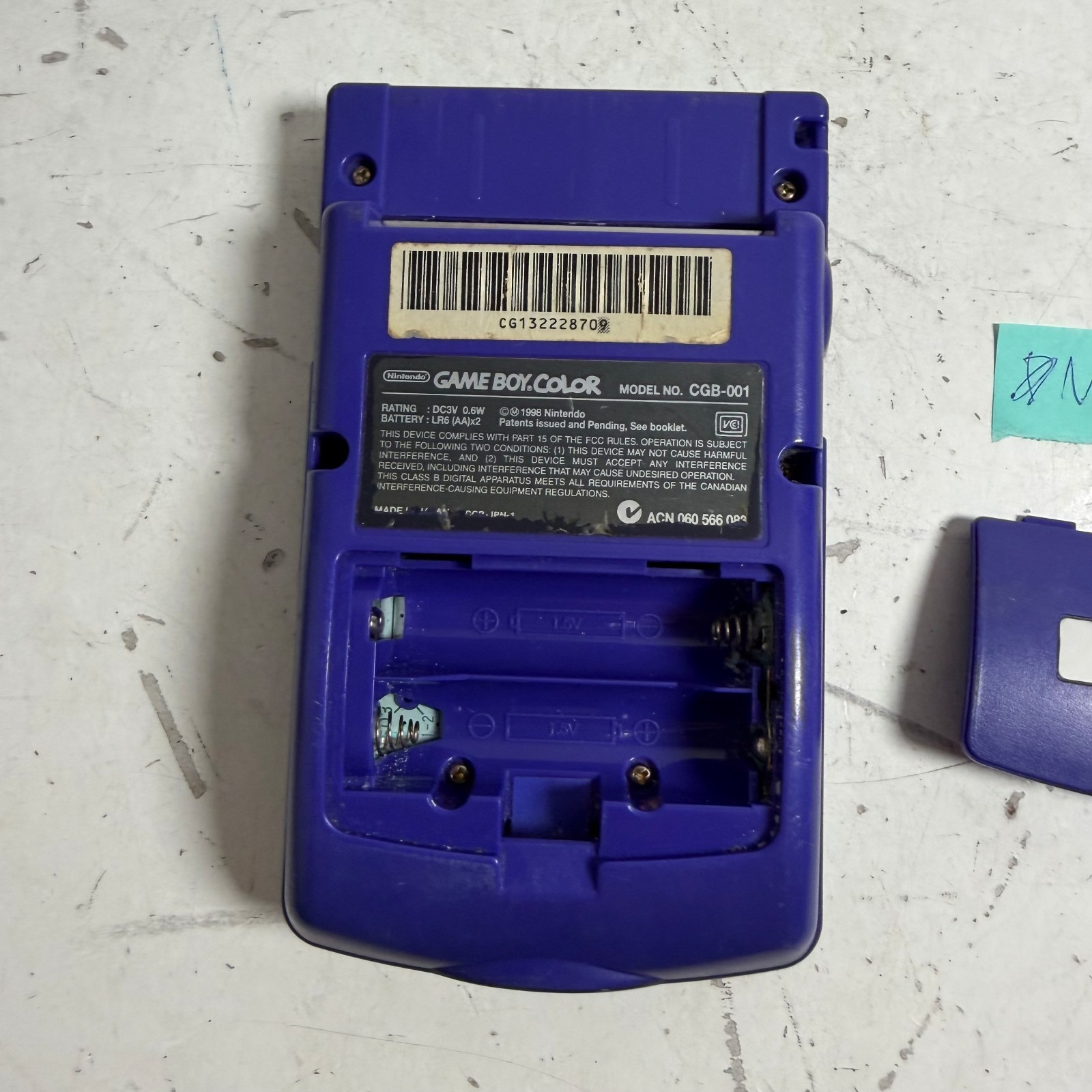 Nintendo Game Boy Color CGB-001 Purple LCD Display Handheld Gaming Console