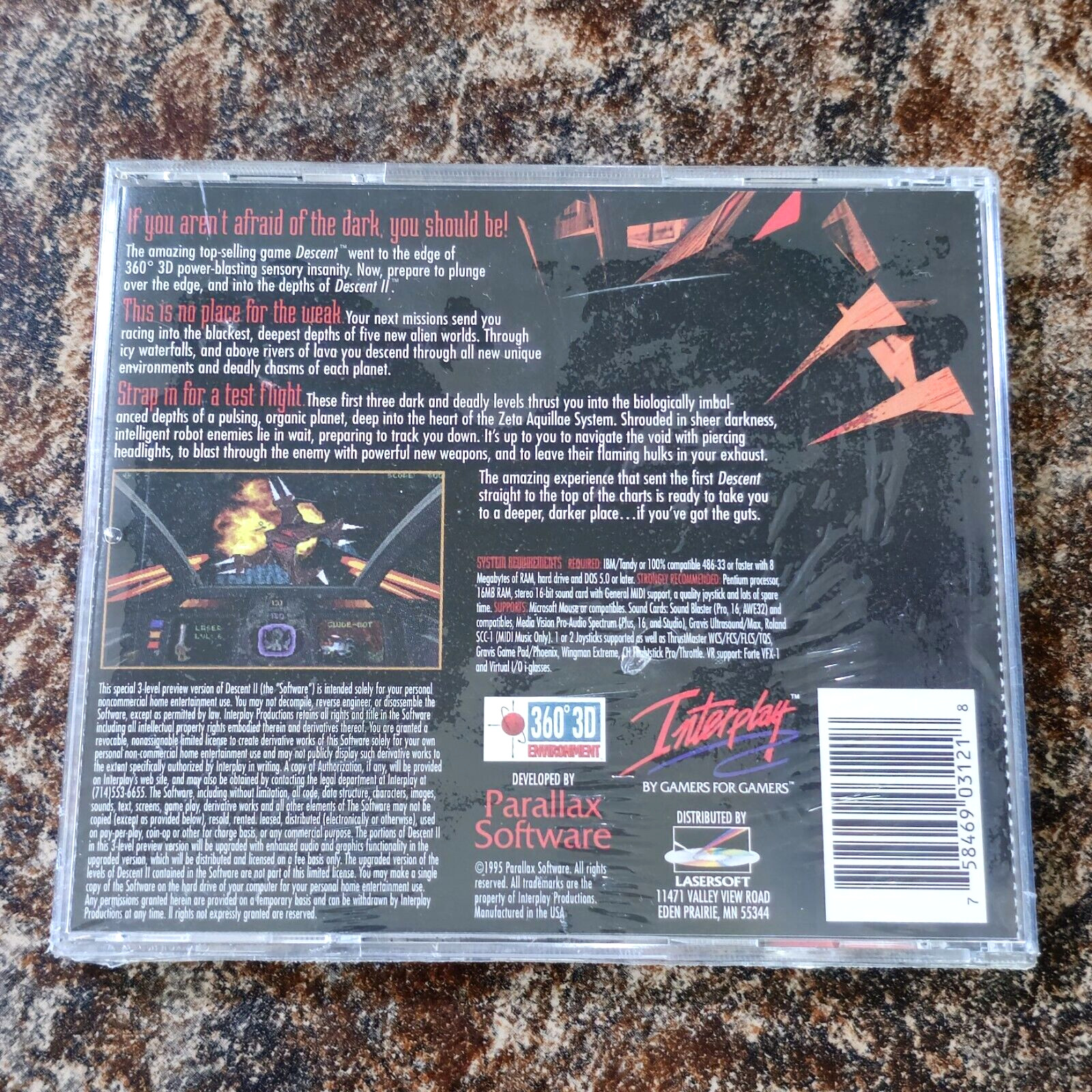 Descent II: 3 Level Interactive Preview, 1996, Jewel Case, New & Sealed