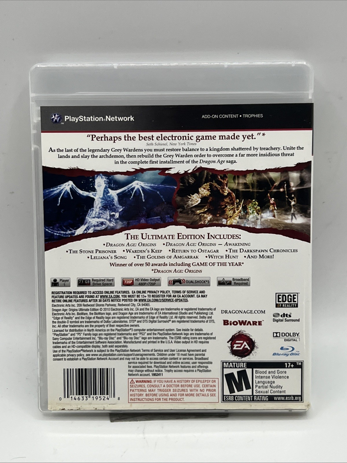 Dragon Age Origins: Ultimate Edition Sony PlayStation 3 w/Manual PS3