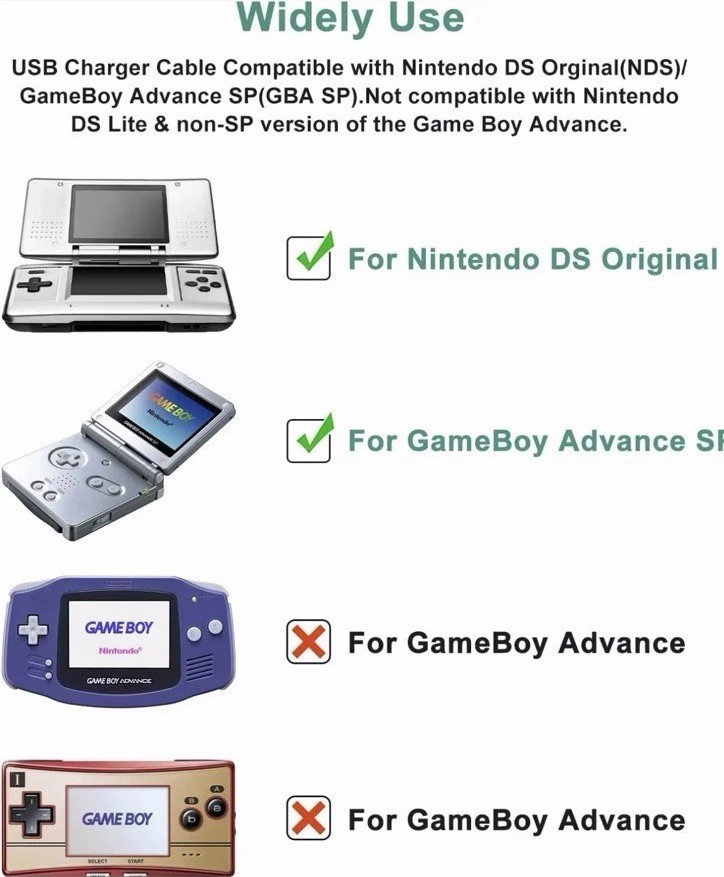Nintendo DS & GBA SP 4FT USB Charger Cable | Fast US Shipping