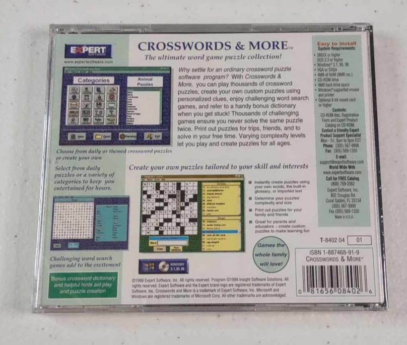 Crosswords & More (PC, 1999) Ultimate Crossword and Word Search Collection NEW