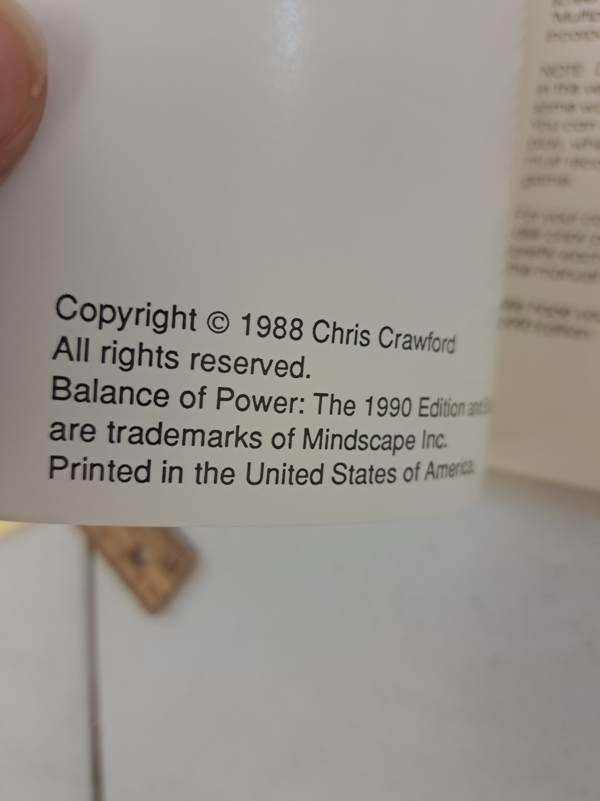 No Discs-Box/Manual Only- Balance of Power The 1990 Edition-Amiga 512