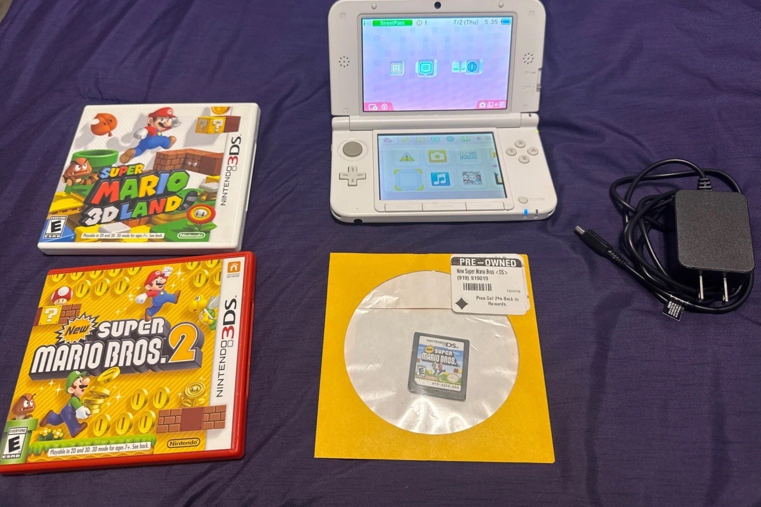 Nintendo 3DS XL / LL *Region Free*— 3 Games Included + Charger —Read Description