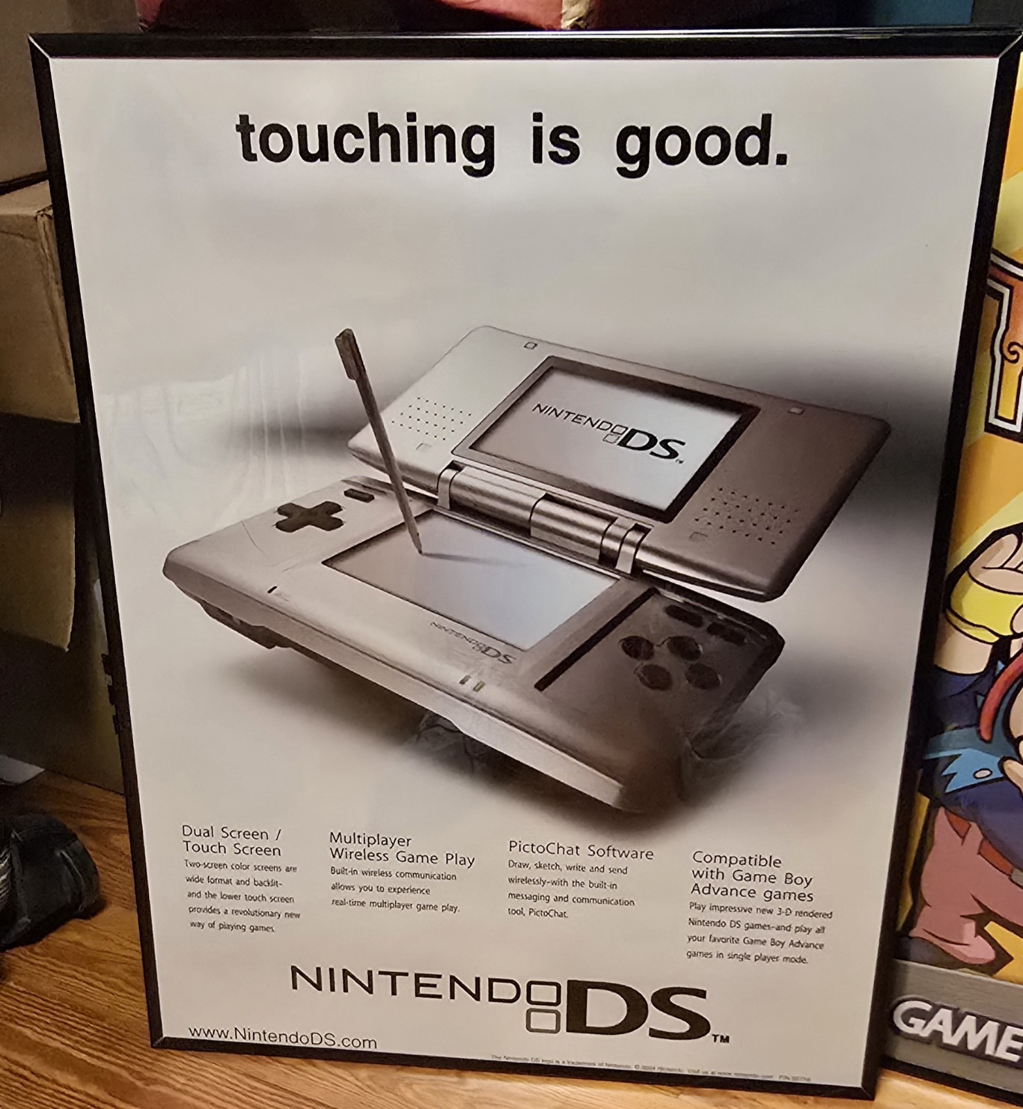 NINTENDO DS CONSOLE TOUCHING IS GOOD GAMESTOP CARDSTOCK PROMO POSTER 22×28