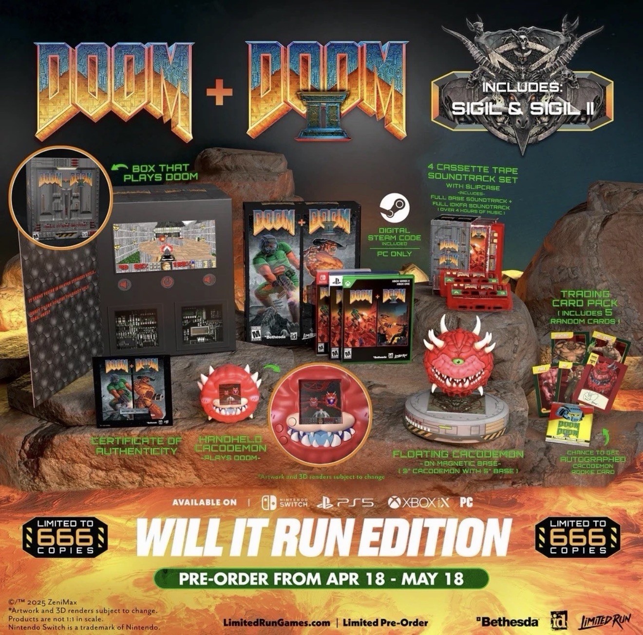 PRESALE DOOM + DOOM II Will it Run Edition XBOX LIMITED ONLY 666 COPIES Presale