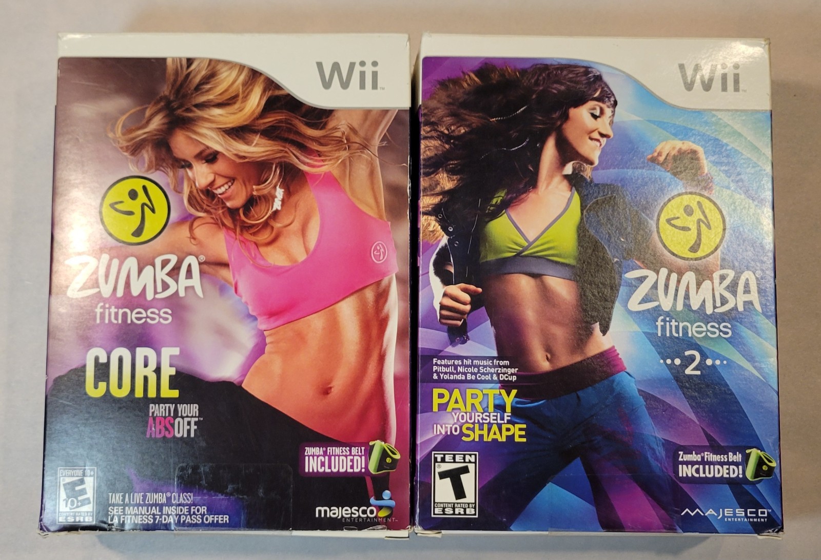 2011 Zumba Fitness 2 & 2012 Zumba Core Nintendo Wii Complete w/ Box CIB Game