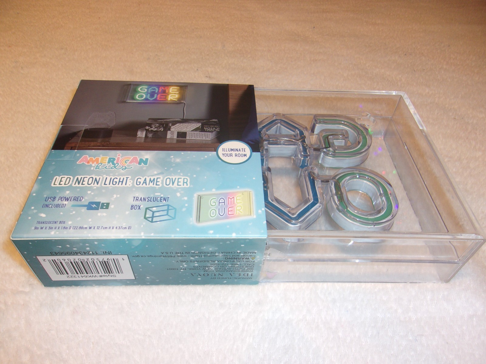 “GAME OVER” LED Neon Light / Clear Translucent Box USB Powered 9″x 5″x 1.8″ New