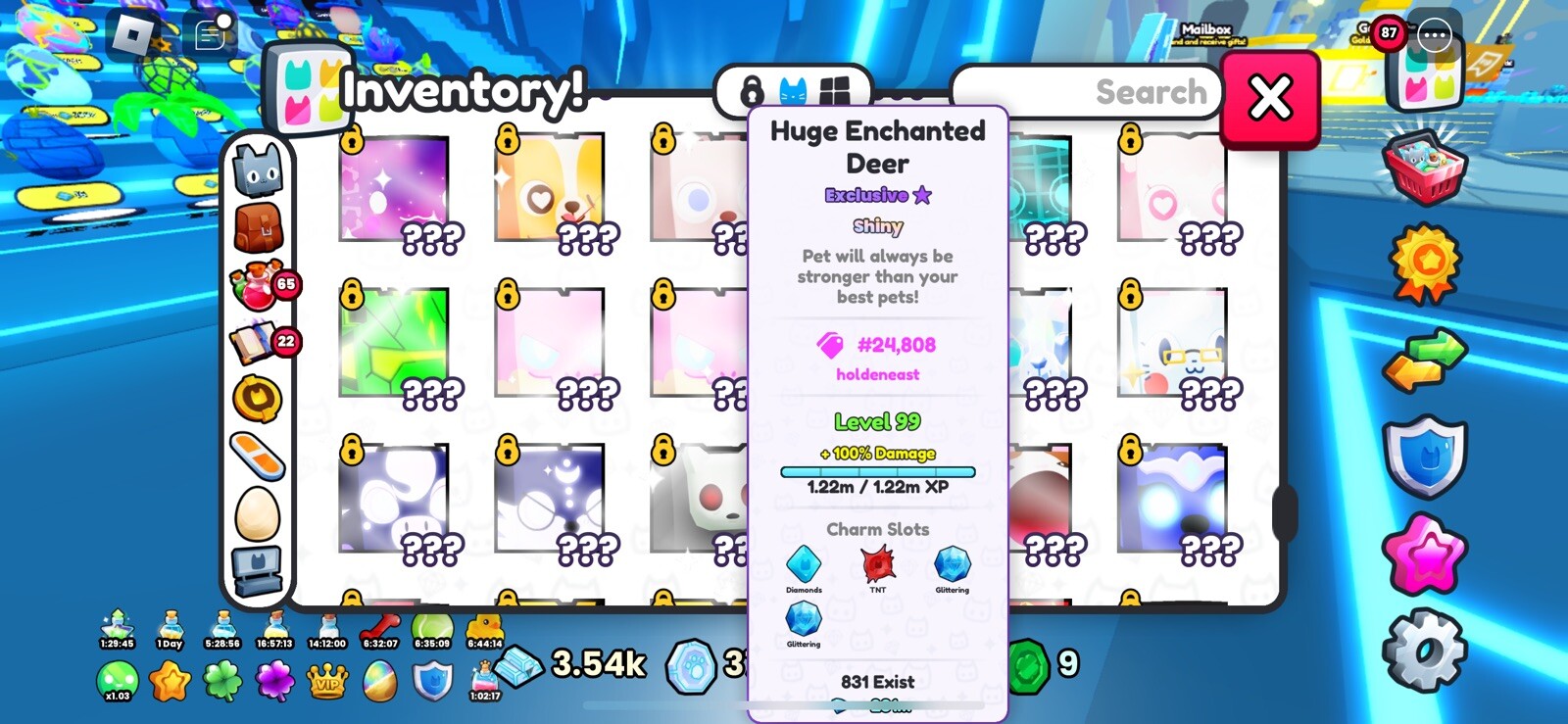 Huge Shiny Enchanted Deer Pet Simulator 99