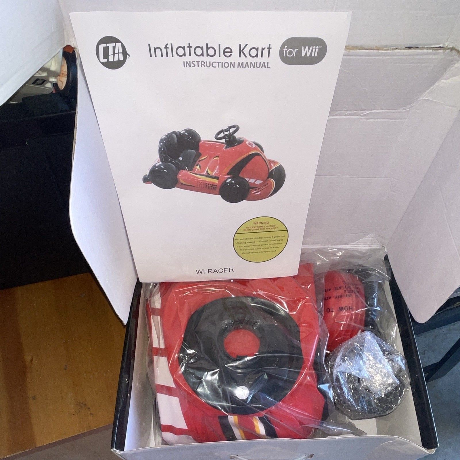 CTA Inflatable Kart Racing Wheel for Nintendo Wii WI-RACER Red/Black 45x28x11