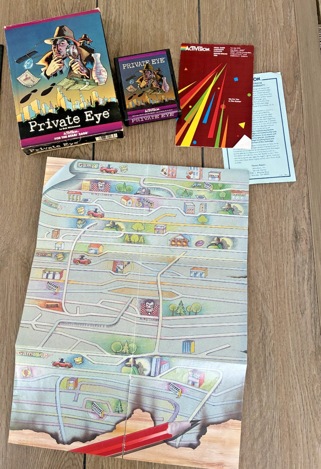 Private Eye – Atari 2600 – CIB with Map & Box – Tested & Working +FAST SHIPPING!