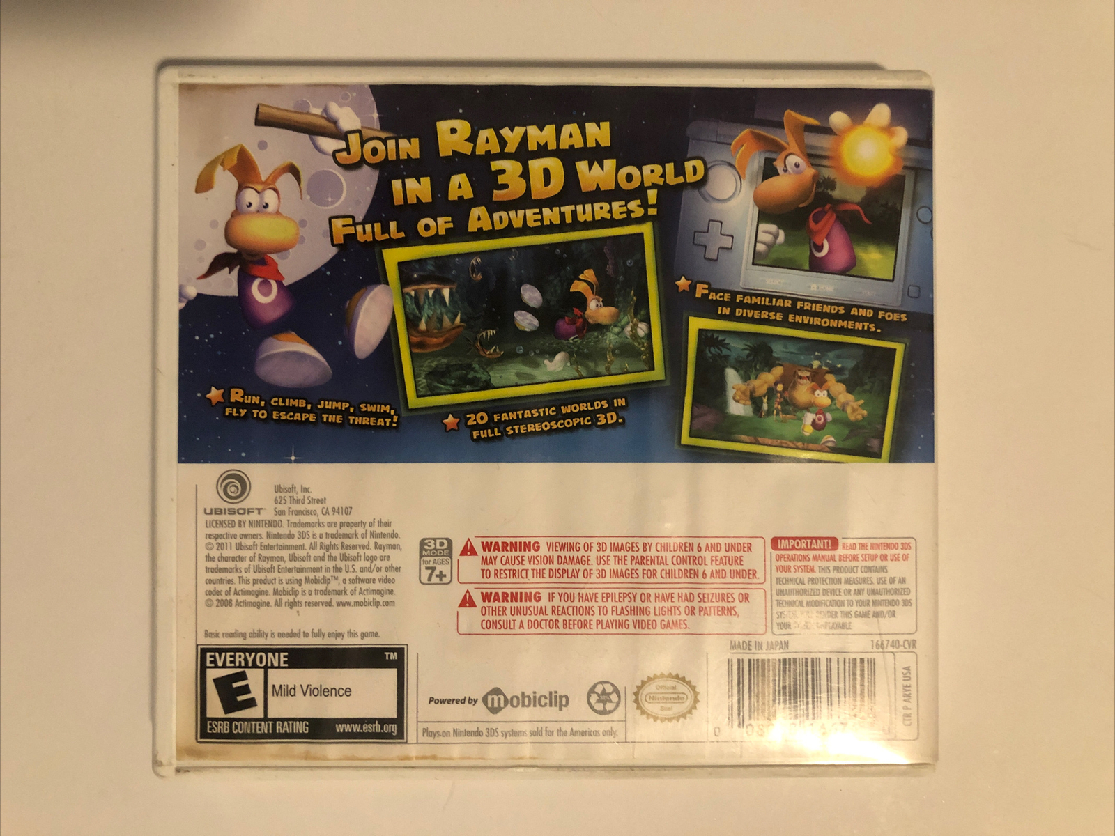 Rayman 3D (Nintendo 3DS, 2011) Complete Water Damage
