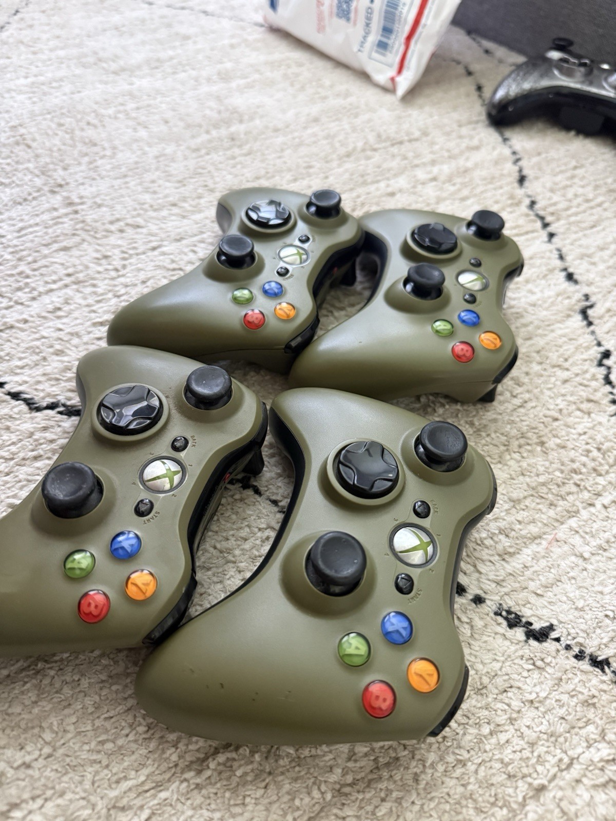 OEM Lot of Four Xbox 360 Halo 3 Special Edition Olive Green Wireless Controllers