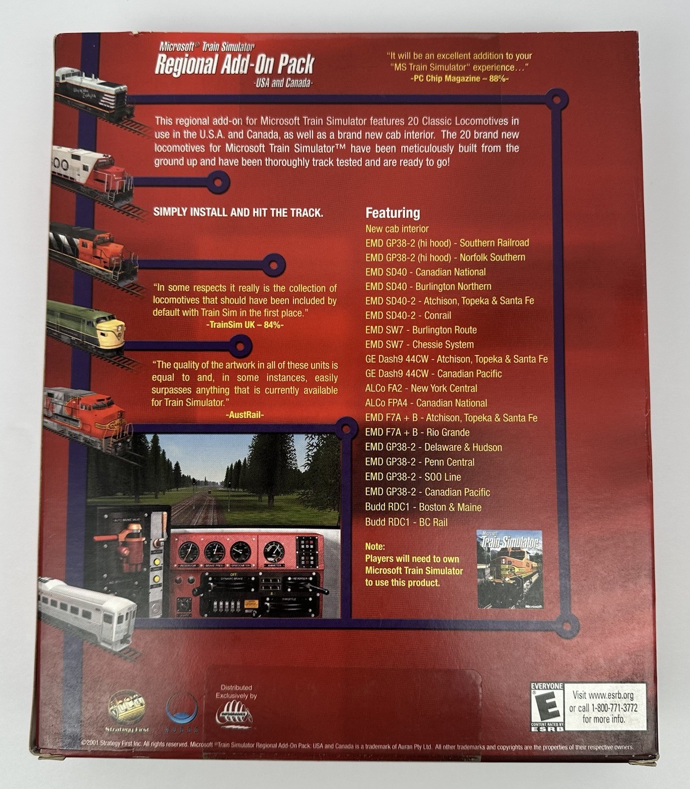Microsoft Train Simulator USA Canada Regional Add-On Pack PC Big Box SEALED NOS