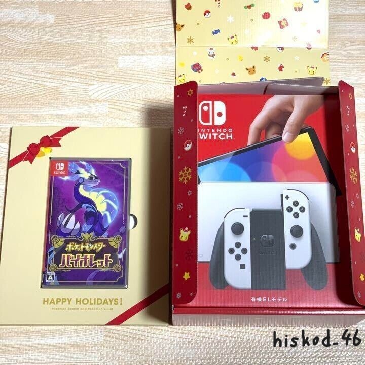 Nintendo Switch Organic El Model White & Pokemon Violet Game Set W/ Gift Box New