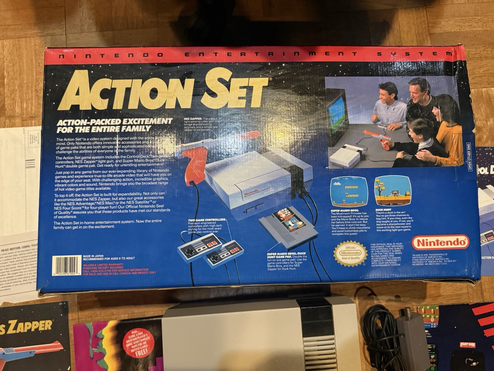 Nintendo Entertainment System NES (Action Set) with box, poster and paper work