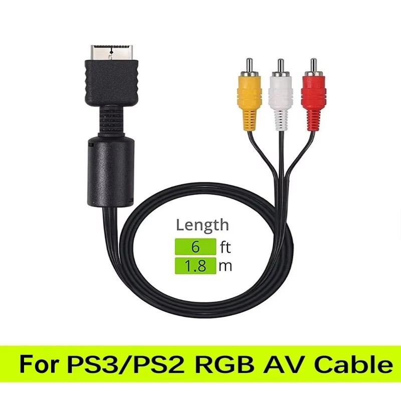 1.8M RCA AV Audio Cable Lead Cord For Sony PS1 PS2 PS3 Console HDMI Adapter USA