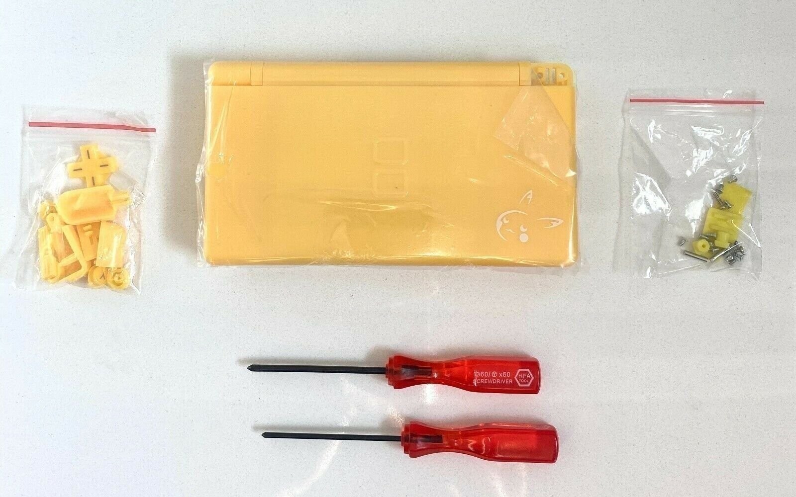 Replacement Housing for Nintendo DS Lite Glass Lens Shell Pikachu Yellow Pokemon