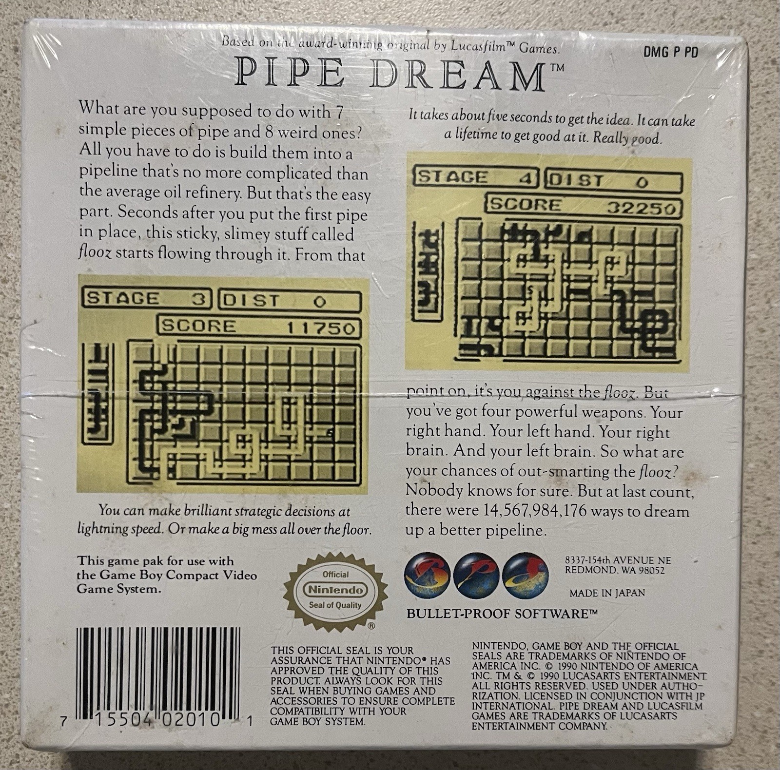 Pipe Dream – Nintendo Game Boy – NEW Factory Sealed – CIB – Rare Vintage