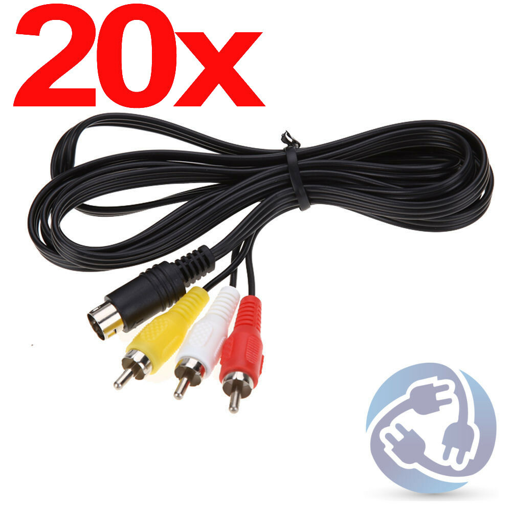 Lot 20x AV Audio Video RCA Composite Cable Cord Sega Genesis 2 3 A/V 9 Pin
