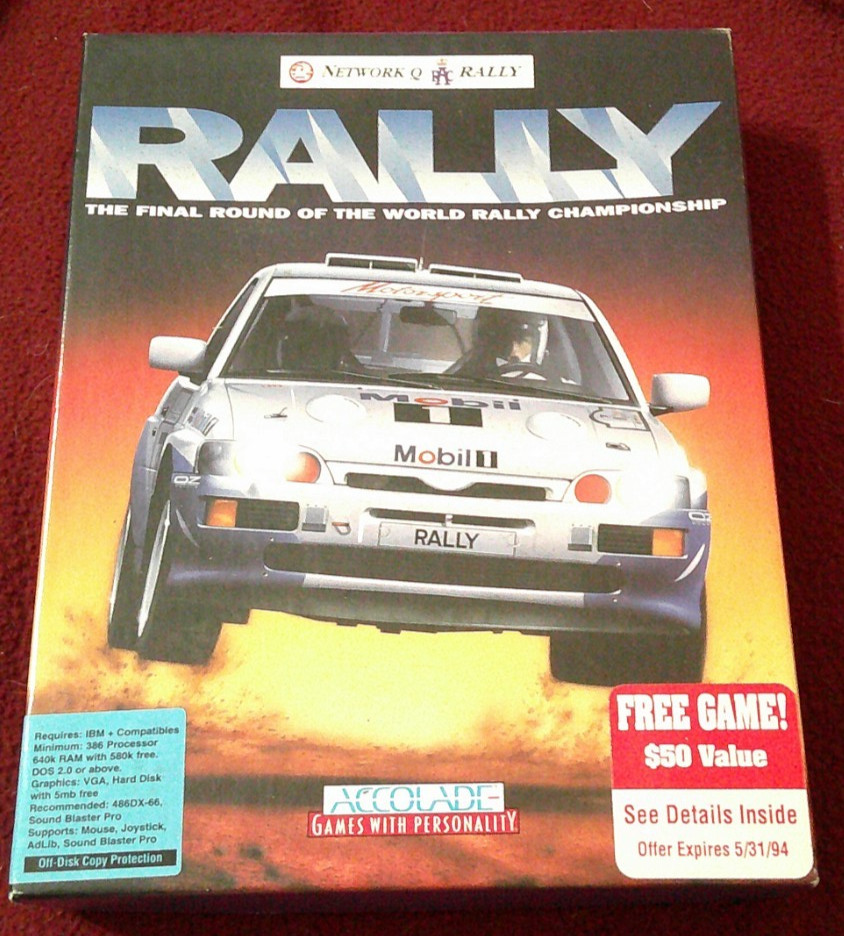Network Q Rac Rally Accolade 1993 Big Box Edition PC DOS complete 3.5” Discs EU