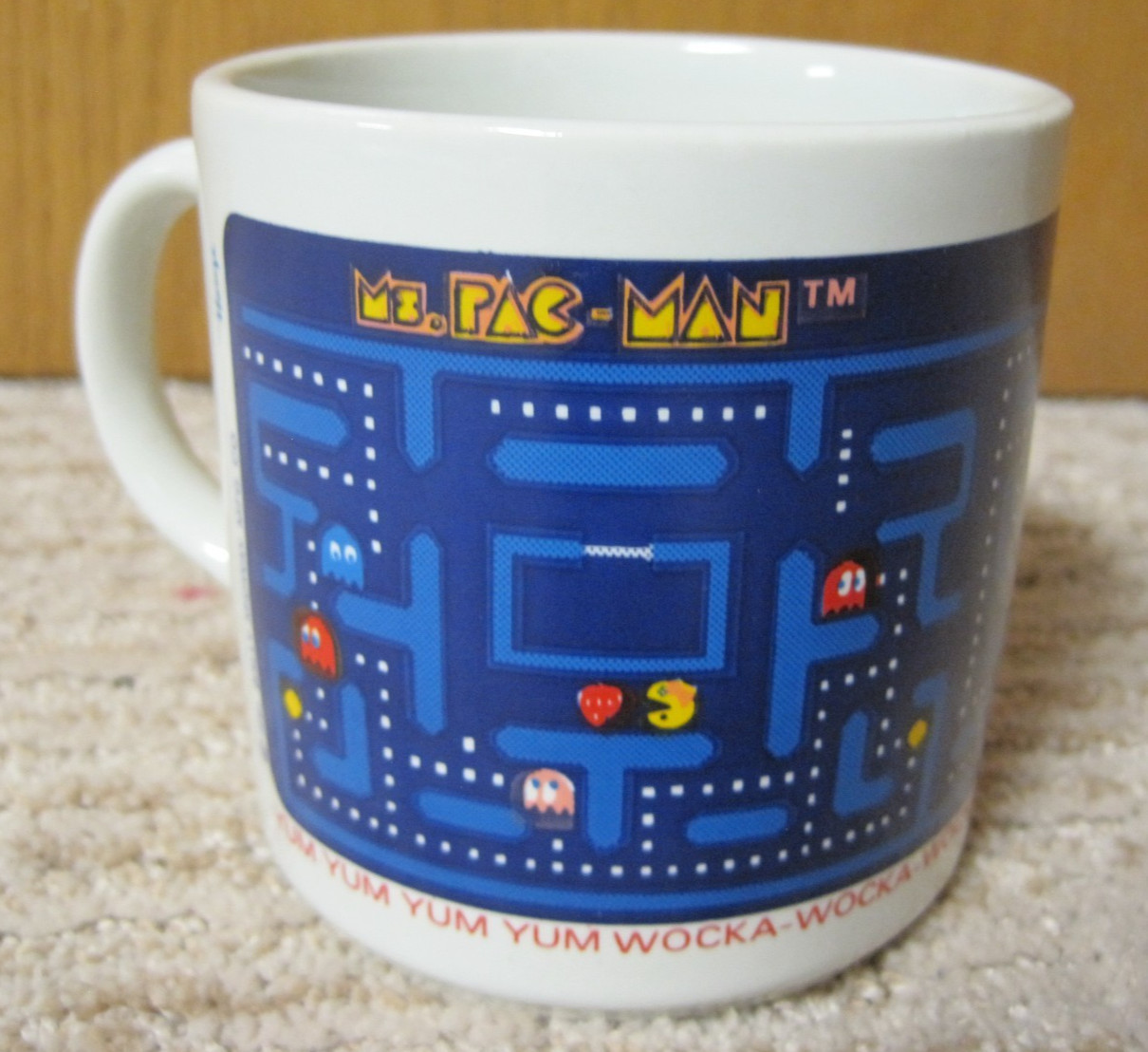 Vintage 1982 Vintage Ms. Pac-Man Milk Ceramic Coffee Mug By Houze NEW OLD STOCK