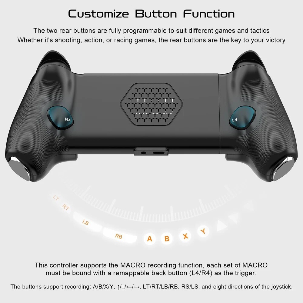 Joso Phone Controller for iPhone 15/16 & Android: Hall Effect Joysticks, Mappabl