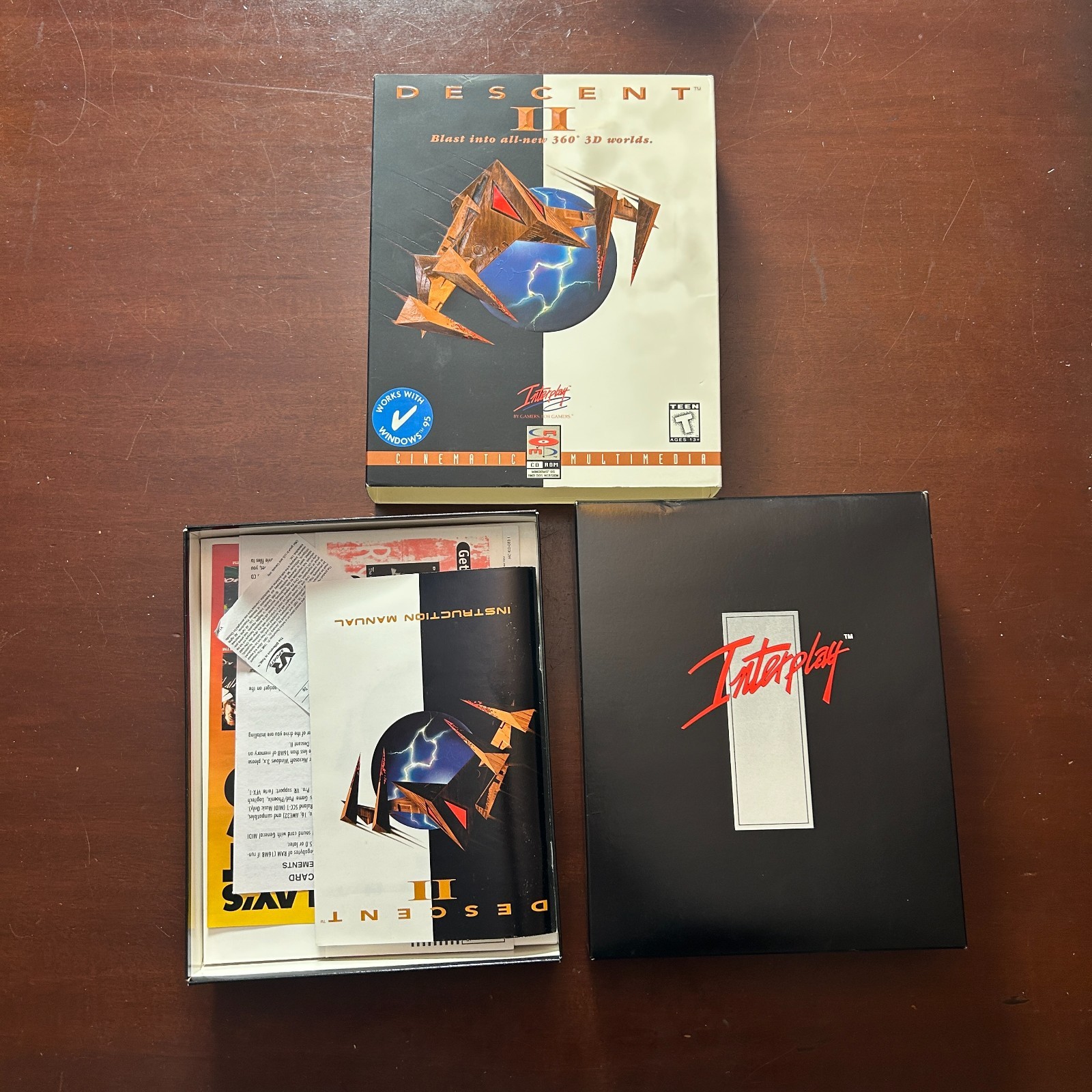 Vintage Descent 2 II PC CD-ROM 1996 Big Box Interplay Drone Battle Complete
