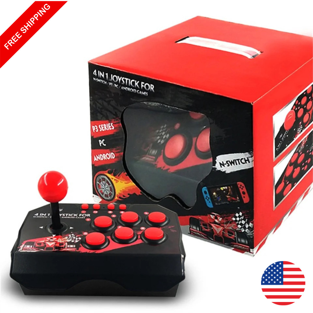 4-in-1 Arcade Fight Stick Joystick Turbo Controller for Switch PS3 PC Android