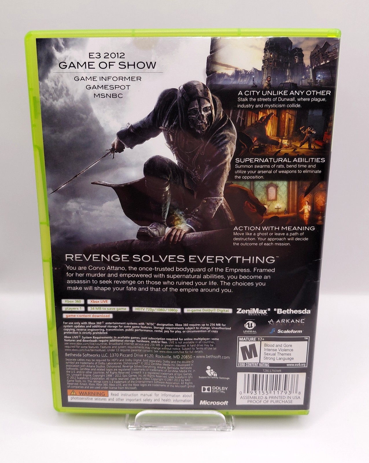 Dishonored (Microsoft Xbox 360, 2012) – CIB
