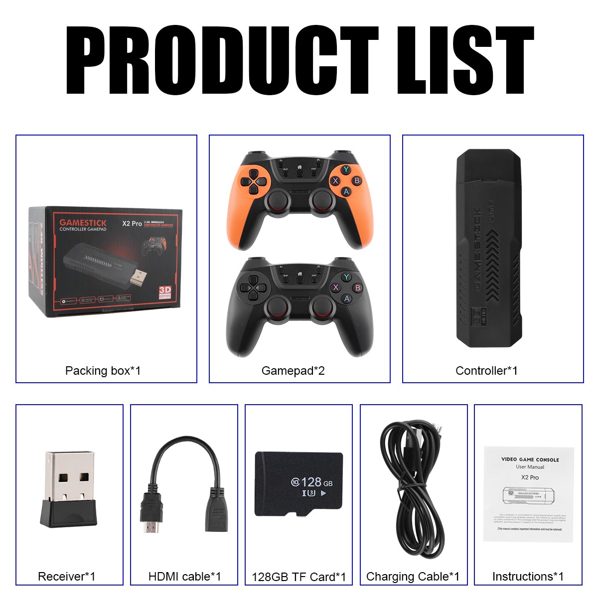X2 Pro 4K Game Stick 35,000+ Games 256GB Dual Wireless Controllers Retro Console
