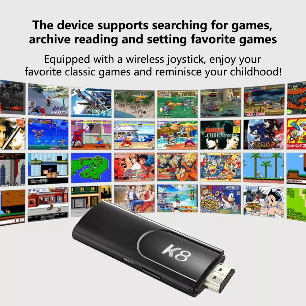 Built-in 64GB 40000+ Video Games 4K HDMI Game Stick Console Wireless Gamepad ZW