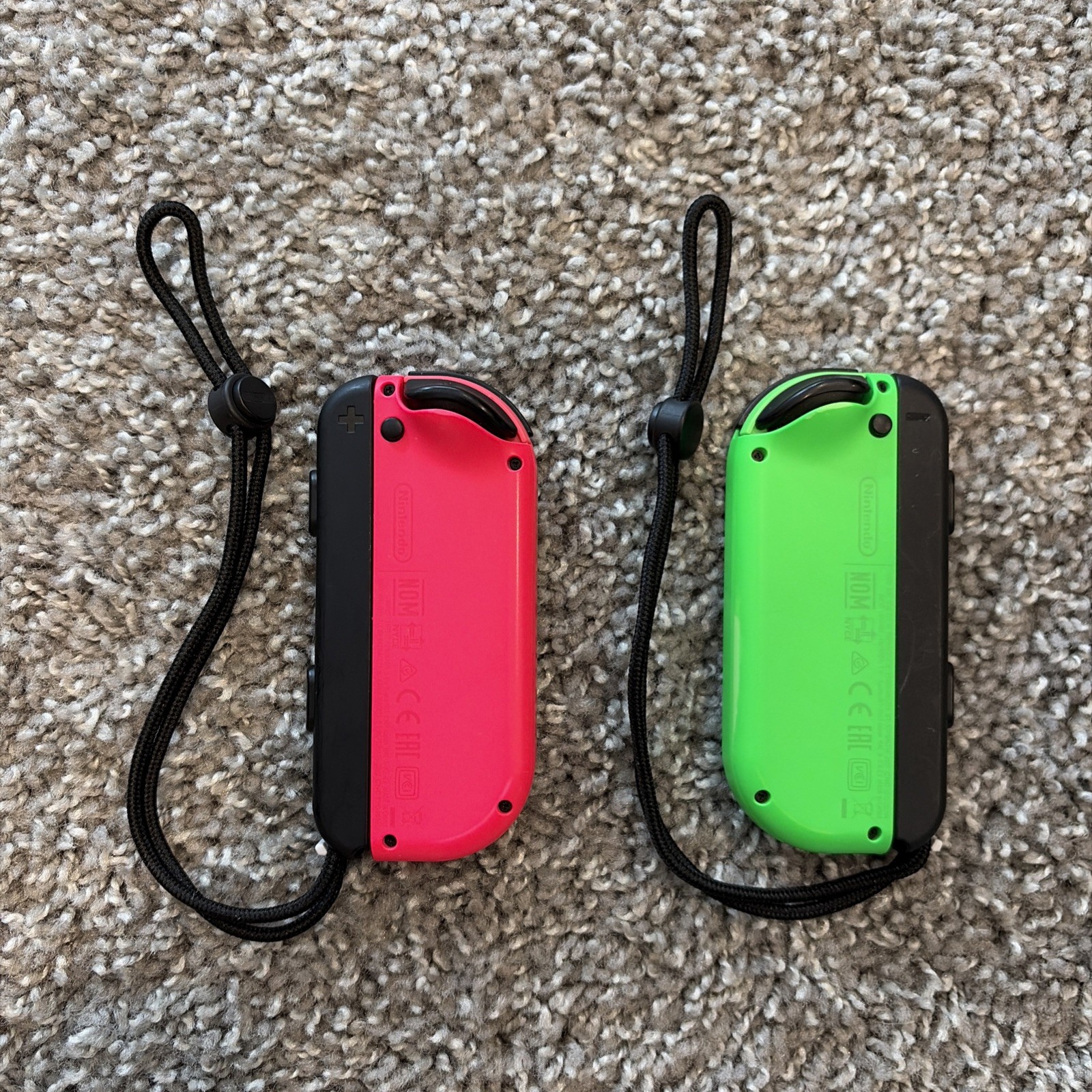 Nintendo Switch Neon Pink & Green Joy-Cons Joycons and Straps Official OEM
