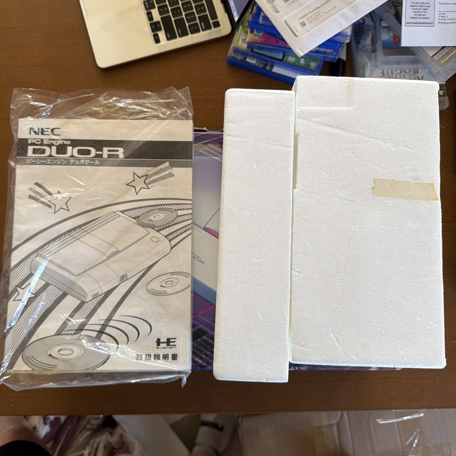 PC ENGINE DUO-R BOX AND MANUAL (NO SYSTEM), INCLUDES PACKING STYROFOAM