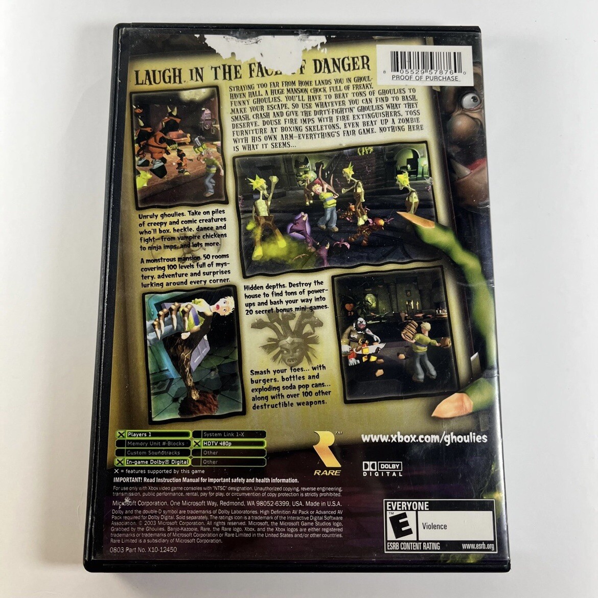 Grabbed by the Ghoulies Microsoft Xbox 2003 Rareware Untested Horror Video Game