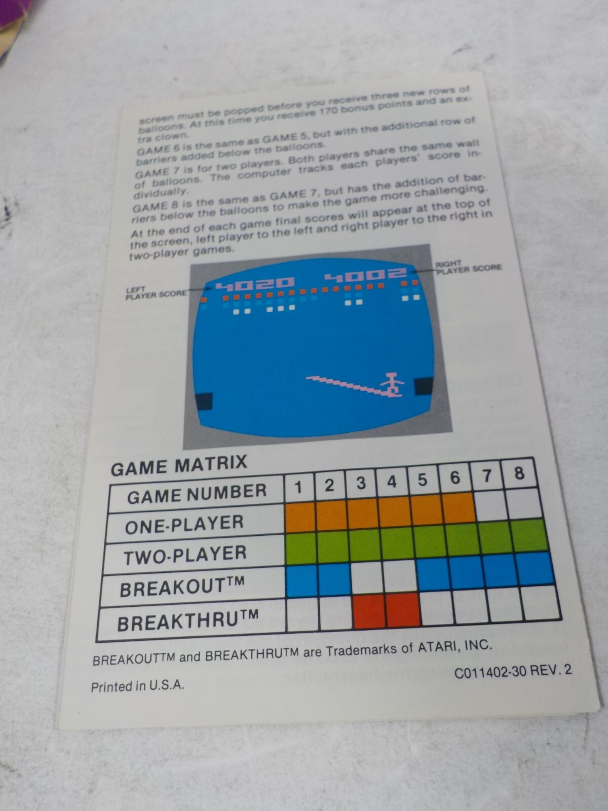 N A129 Circus Atari (Atari 2600) – Box & Manual (Box in Rough Shape)