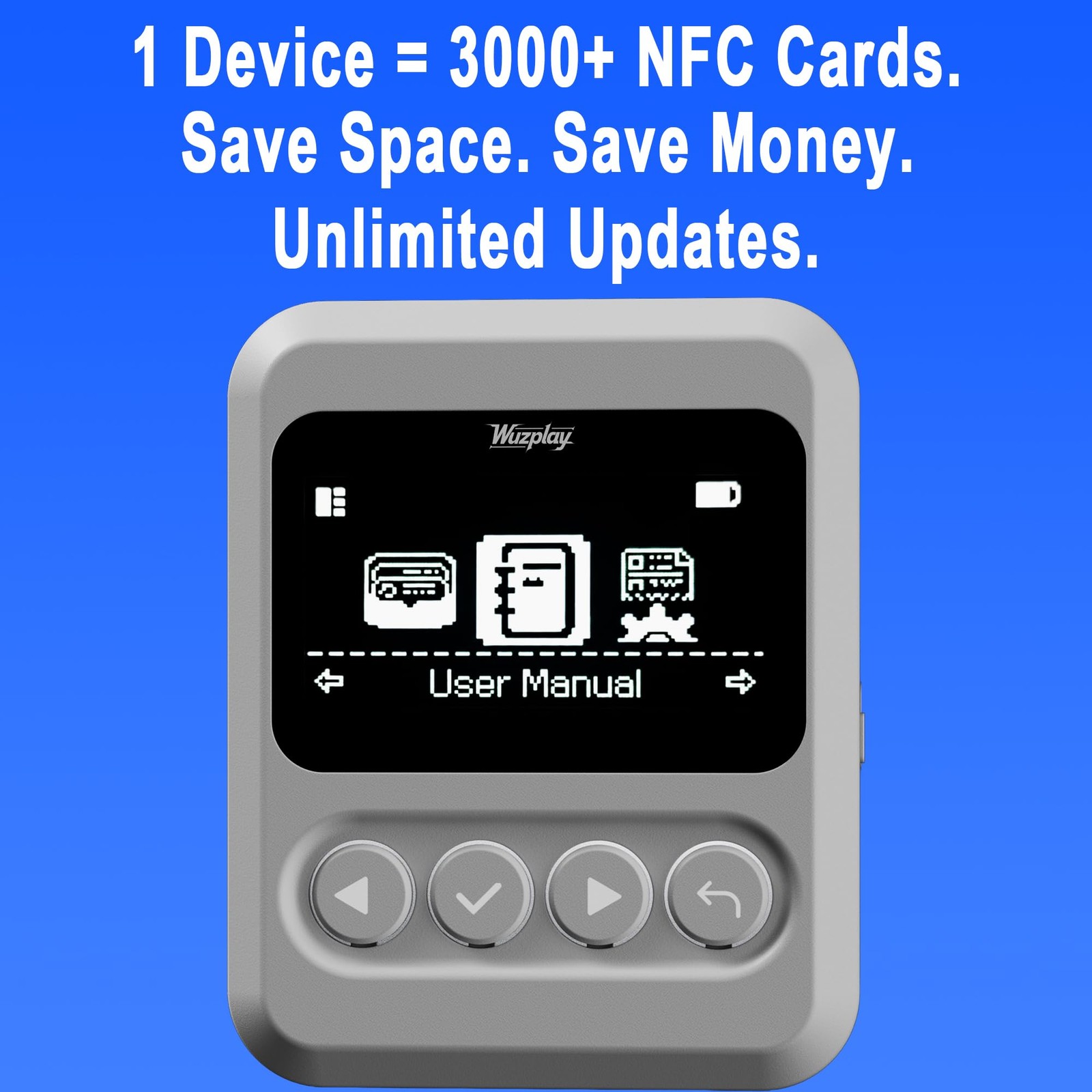 NFC Emulator Compatible with Switch 1 & 2 and Enabled 1.54 inches, Grey