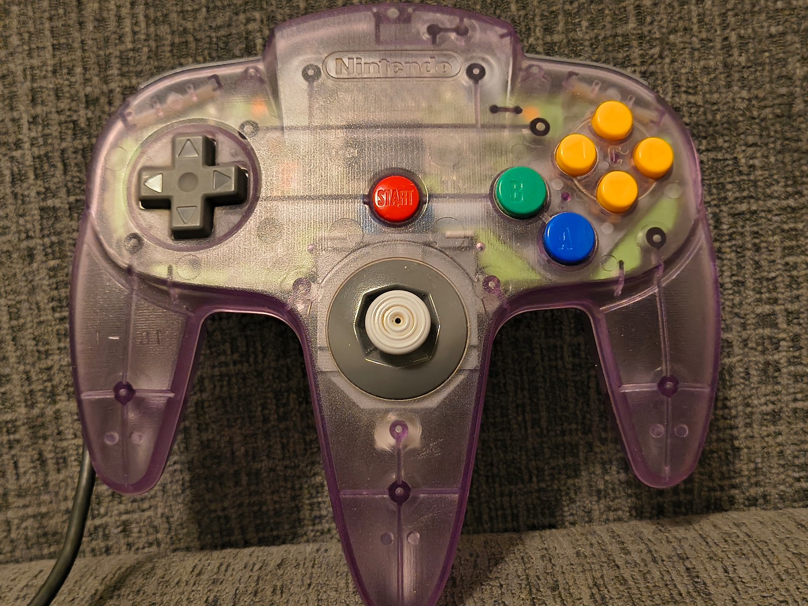 Nintendo 64 controller OEM, atomic purple, working, clean, medium loose stick