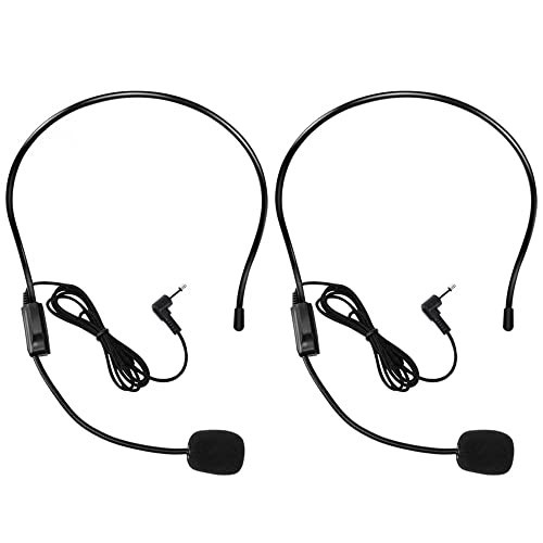 2Pcs Flexible Wired Boom Microphone Headset, 3.5mm Jack for Singing, Teaching &