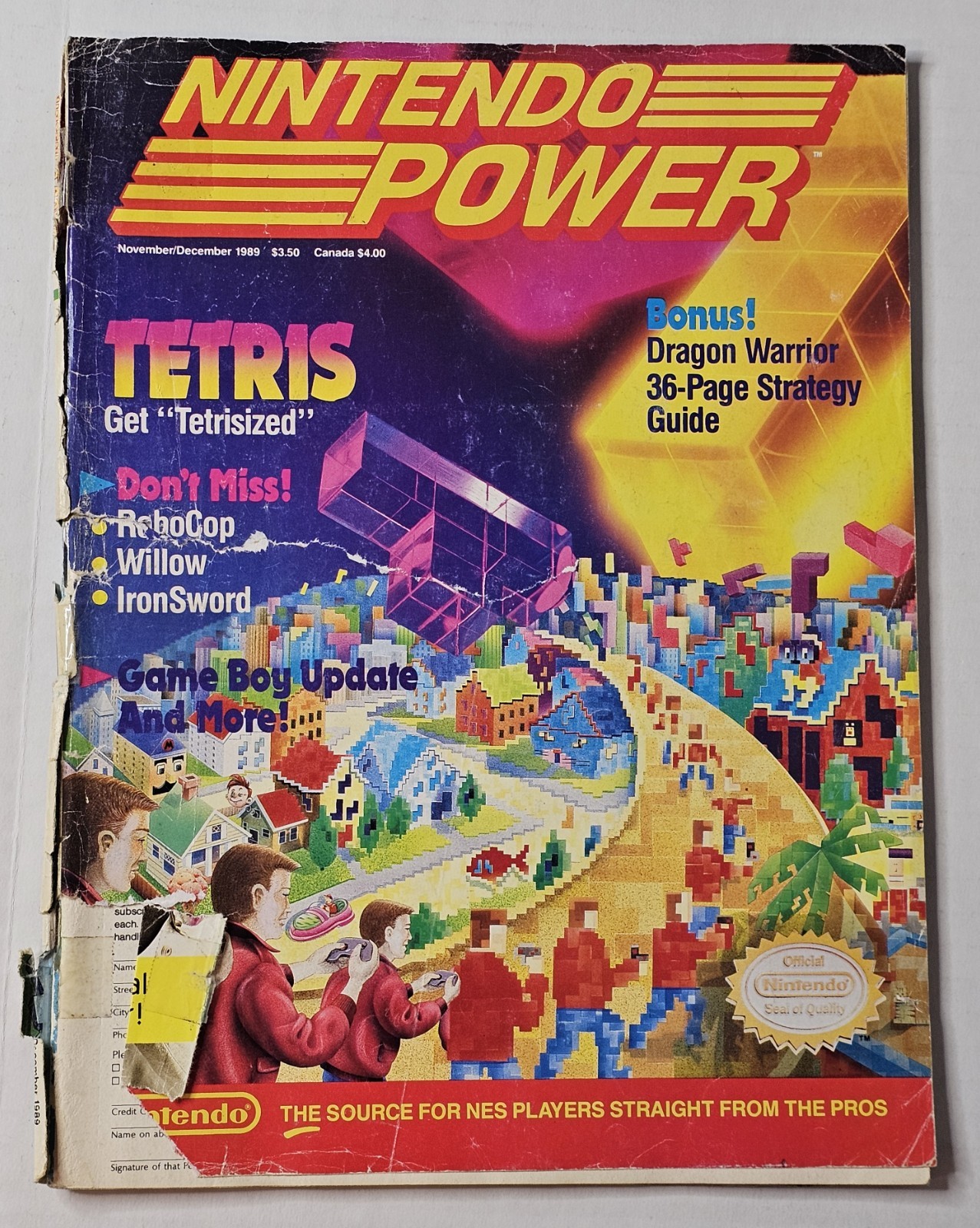 Nintendo Power Magazine November December 1989 No Poster Tetris Willow Ironsword