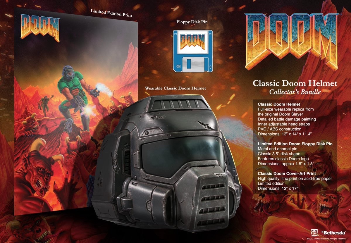 CLASSIC DOOM HELMET COLLECTOR’S BUNDLE Limited Run/Bethesda No Poster