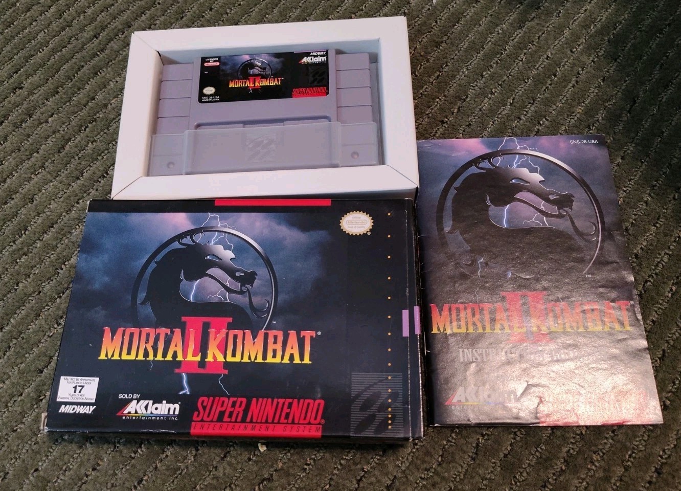 MORTAL KOMBAT II 2 FOR SUPER NINTENDO SNES IN BOX WITH INSTRUCTIONS