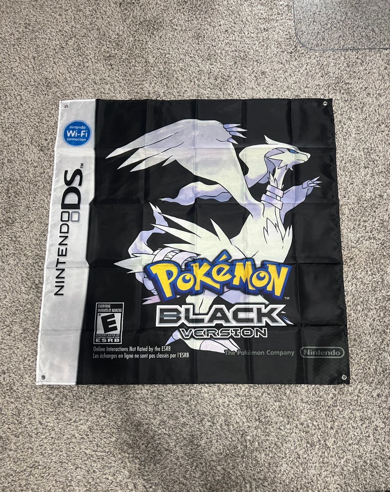 Pokemon Black Version DS Custom Wall Flag Banner Tapestry 3 x 3 Ft